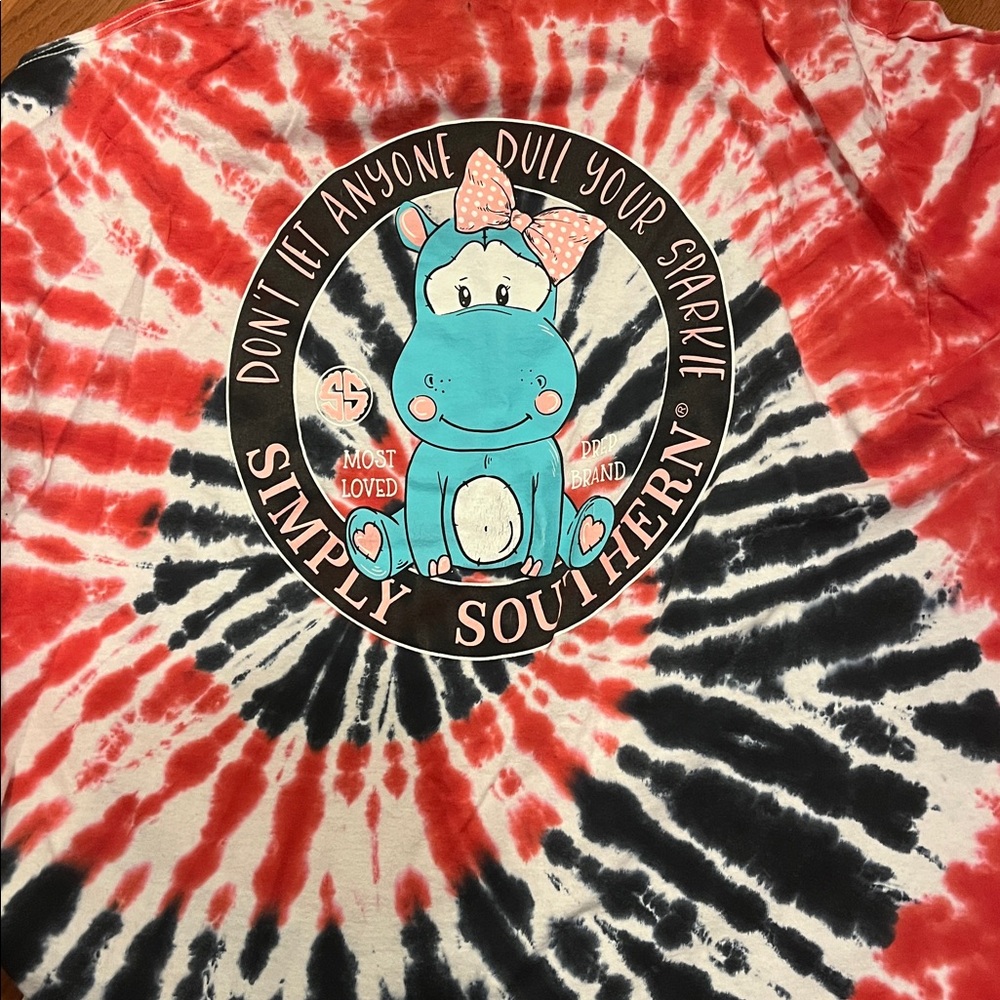 Simply Southern ladies Red Tie-Dye and Blue Long Sleeve Tees - Picture 3 of 8